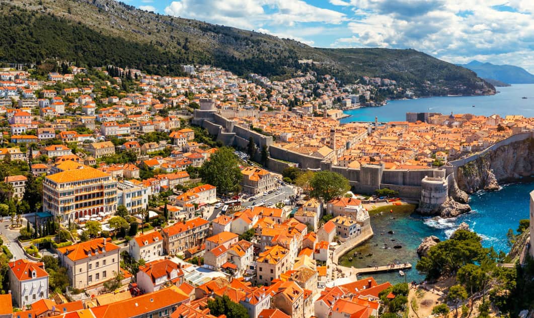 Vue aérienne de la ville de dubrovnik en croatie
