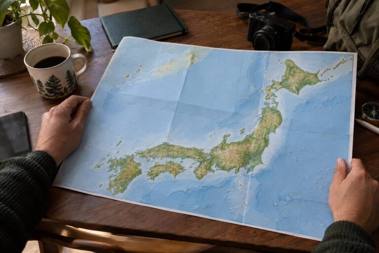 Une personne tient une carte du Japon
