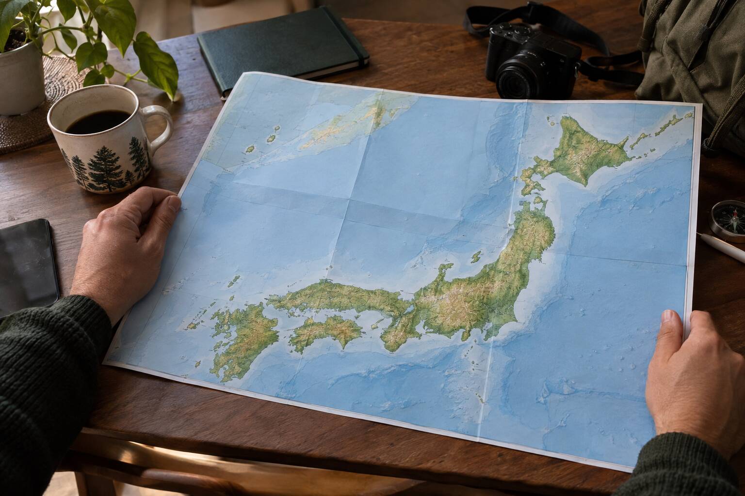 Une personne tient une carte du Japon